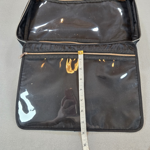 Black Hanging Travel Makeup Bag Large Cosmetic Organizer Case Clear Zip Pockets - Picture 2 of 12